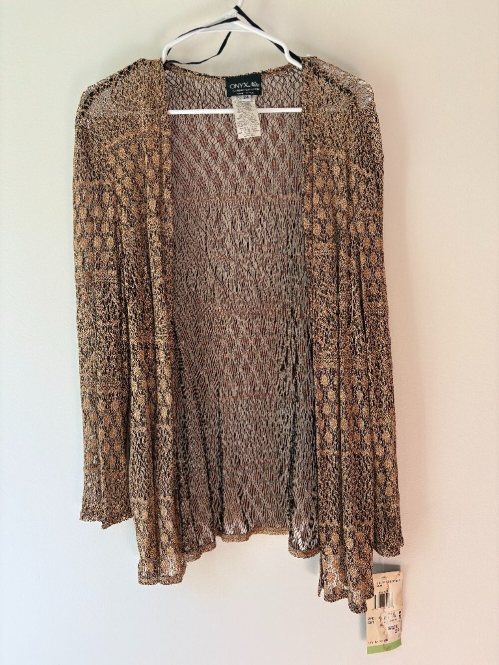 NWT Onyx Nite Bronze Metallic Knit Open Cardigan